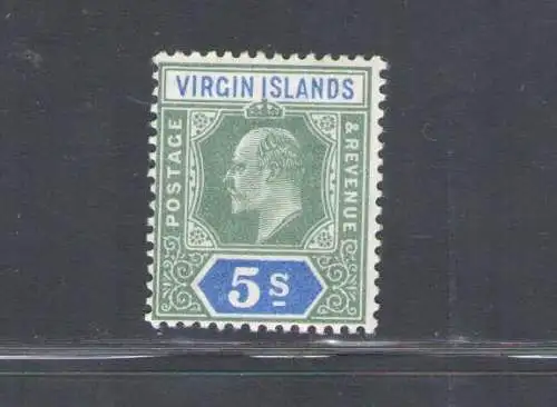 1904 Britische Jungferninseln - 5s. grün und blau Stanley Gibbons Nr. 62 - postfrisch**