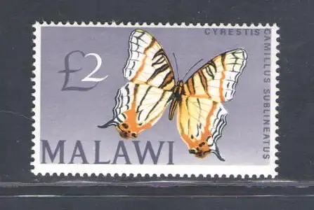 1966-67 Malawi, 2 Pfund graue lila Malve, Yvert Schmetterlinge # 51 - MNH **