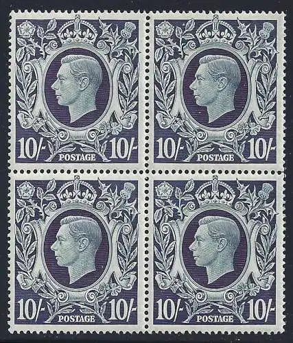 1939 Großbritannien, # 226, 10 Schilling hellblau schwarz, postfrisch **