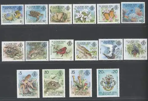 1980 Seychellen Yvert Nr.1-16 Fauna und Flora komplette Serie postfrisch **