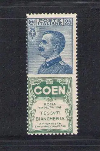 1924 Italien Königreich Werbung Nr. 5 25 Cent Coen hellblau und grün postfrisch **