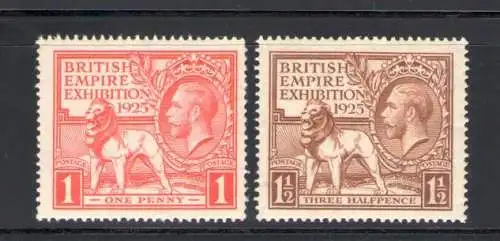 1925 GROSSBRITANNIEN, GREAT BRITAIN, Expo British Empire in Wembley, Nr. 173-174 Unified, 432-433 S.G. MNH**