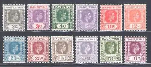 1938-49 MAURITIUS, Stanley Gibbons Nr. 252/63a - Komplette Serie - MH*