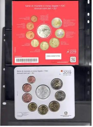 2019 ITALIEN, Box - Folder Cesare Maccari + Münzserie mit 9 Werten mit Silber - 1.200 Auflage postfrisch **