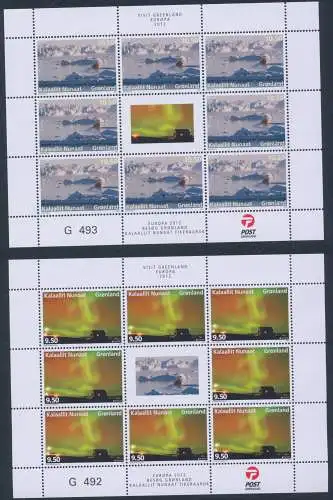 2012 EUROPA CEPT, GRÖNLAND, 2 Kleinbogen von 8 Serien, Tourismus, postfrisch **