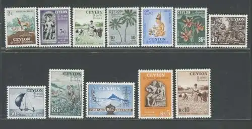 1951-54 Ceylon, Stanley Gibbons Nr. 419-30, Serie mit 12 Werten, postfrisch**