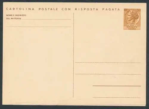 1966-71 Republik - C 169 - Postkarte, L 30 + L 30 gelbbraun mit bezahlter Antwort - Syrakus - Neu