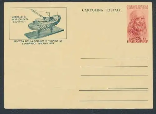 1953 Republik - C 152 - Postkarte, L 20 rot - Leonardo - Neu