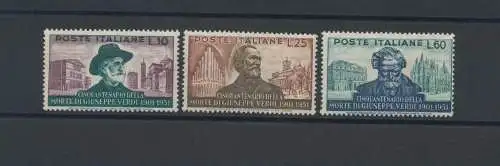 1951 Italien - Republik, Giuseppe Verdi, 3 Werte, Nr. 677/79, postfrisch**