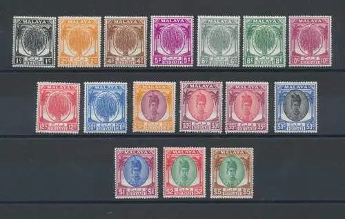 1950 Malaysische Staaten, Kedah - Sultan Badlishah - SG 76/90 Satz 16 MNH ** - LH *