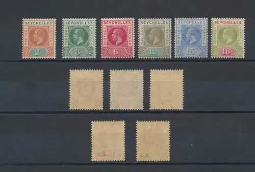 1917-22 - Seychellen - SG 82/97 - 11 Werte, MLH*- MNH** - Not complete set