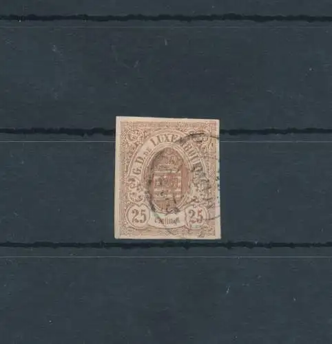 1859 - 63 LUXEMBURG - Nr. 8 - 25 Cent Bruno GEBRAUCHT Olive Abkürzung