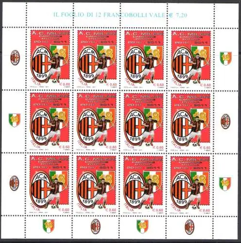 2011 Italien - Republik, Minifoglio Milan Campione, Sächsischer Katalog Nr. 27, postfrisch **