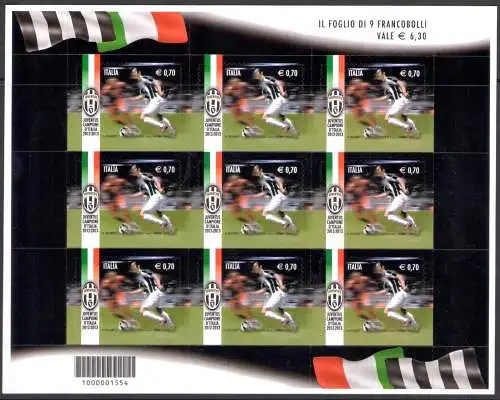 2013 Italien - Republik, Kleinbogen Juventus Champion, Sächsischer Katalog Nr. 30, postfrisch **