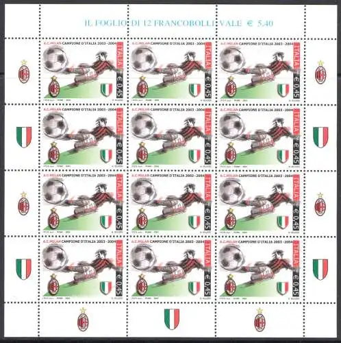 2004 Italien - Republik, Minifoglio Milan Campione, Sächsischer Katalog Nr. 15, postfrisch **