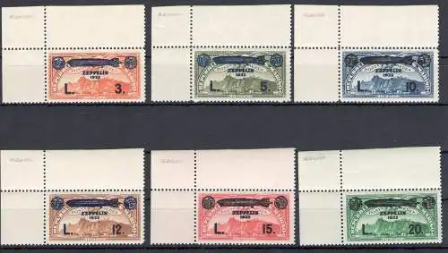 1933 SAN MARINO, Luftpost Nr. A11/A16, Zeppelin-Kreuzfahrt, Signatur Giulio Bolaffi - MNH ** - Linker Bogenwinkel