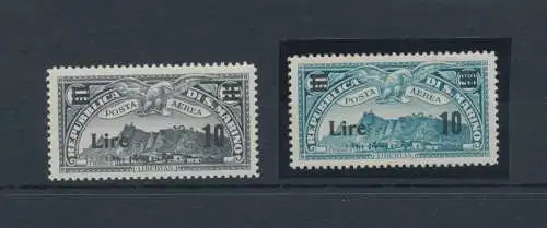 1942 SAN MARINO - Luftpost, Nr. 19/20, Luftpostmarken von 1931 aufgedruckt, postfrisch**