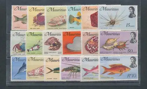 1969 MAURITIUS - Fische, Serie mit 18 Werten, SG 382/399 - POSTFRISCH **