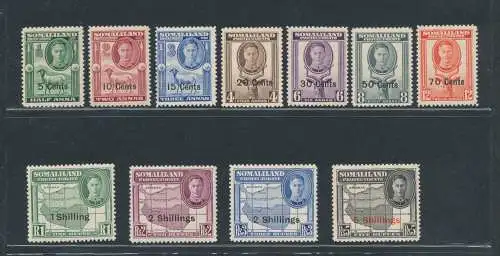 1951 Somaliland - Bildnis Georg VI. - Neue Währung - Stanley Gibbons Nr. 125/135 - 11 Werte - postfrisch **