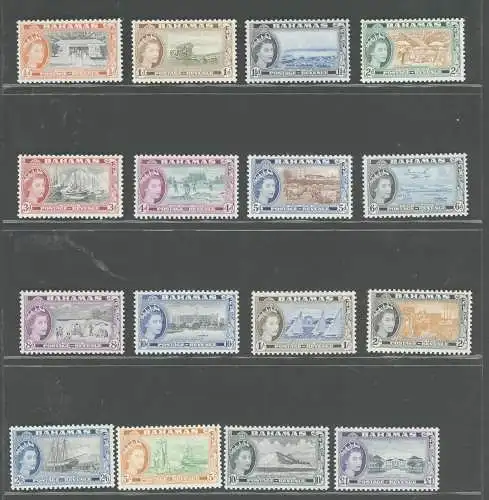 1954-63 BAHAMAS, Stanley Gibbons Nr. 201-16 - Serie mit 16 Werten, postfrisch**