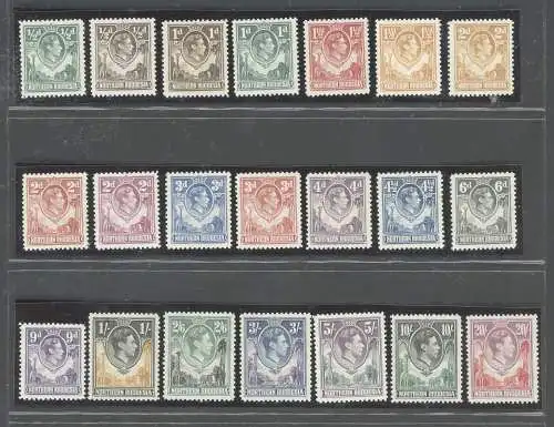 1938-52 Nordrhodesien, Stanley Gibbons n. 25/45, Serie mit 21 Werten - postfrisch**