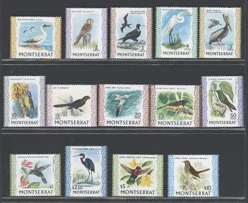 1970-74 Montserrat, Mi.Nr. 230-42 + 316 - Vögel - Serie mit 14 Werten - postfrisch **