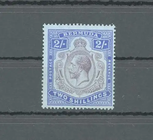 1924-32 BERMUDA, Stanley Gibbons Nr. 88, GEORGE V Portrait, 2s. lila und hellblau/hellblau, postfrisch**