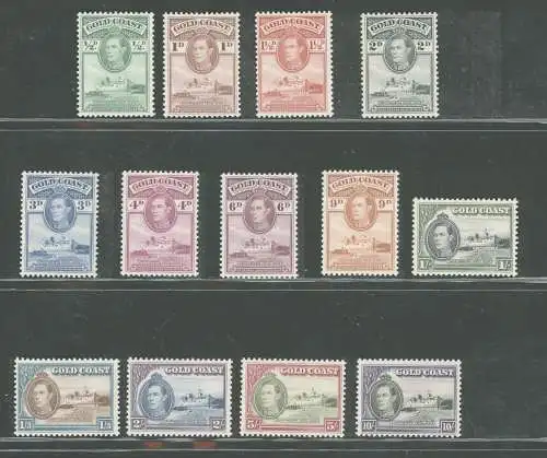 1938-43 Gold Coast, Stanley Gibbons Nr. 120-32, George VI, MH*