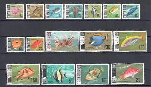 1967 Tansania - Stanley Gibbons Nr. 142-157 - Ordentliche Serie - Fische - 16 Werte - MNH **