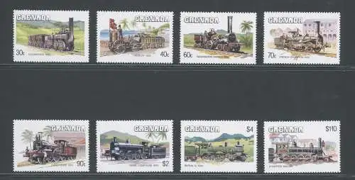 1984 Grenada - Yvert Nr. 1197-1204 - Alte Lokomotiven - Züge - 8 Werte - postfrisch **