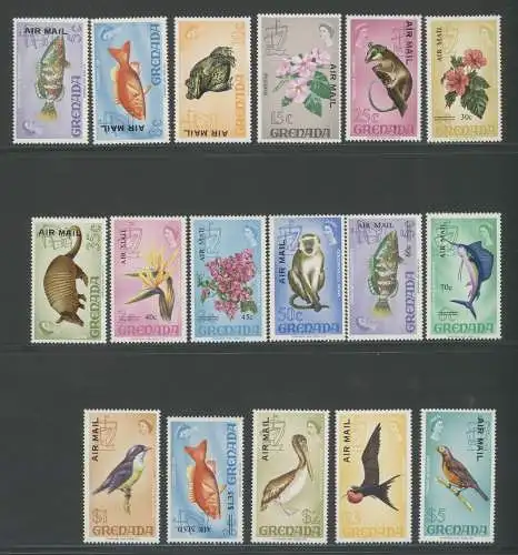 1972 Grenada - Yvert Nr. 3-19 - Luftpost - Luftpost Aufdruck - 17 Werte - postfrisch **