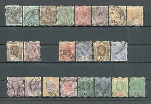 1921-33 Straits Settlements, Stanley Gibbons Nr. 218-240 - George V - Serie unvollständig - gebraucht