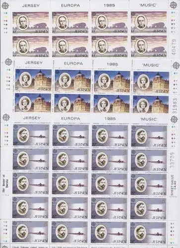 1985 EUROPA CEPT Jersey 3 Minifogli Musica MNH **