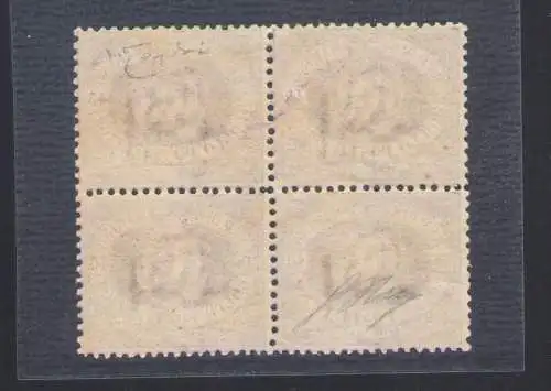 1877 San Marino, Sächsischer Katalog Nr. 7, 40 Dunkelflieder - Viererblock - Dezente Zentrierung - MNH** - Raybaudi Gold Zertifikat - Große Rarität