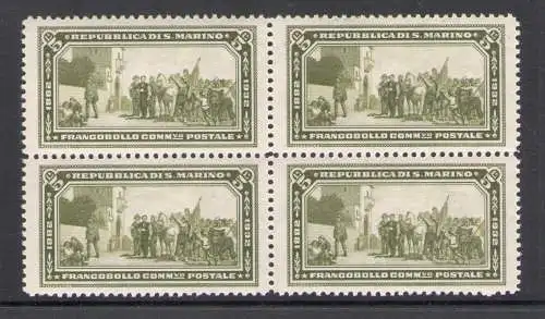 1932 San Marino - 50. Todestag von Garibaldi - Sachsen Nr. 168-75 - Komplette Serie 8 Werte - Viererblöcke - postfrisch ** - Sehr gut zentriert