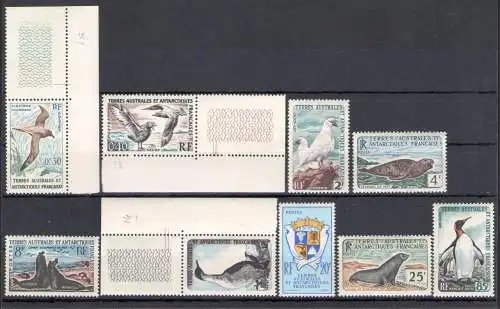 1959-63 TAAF - FRANZÖSISCHE ANTARKTIS - Fauna - Yvert Katalog Nr. 12-17 - 9 Werte - MNH **