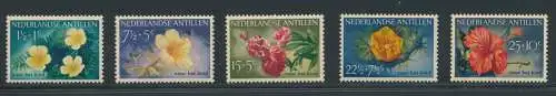 1955 Niederländische Antillen - Verschiedene Blumen - Yvert Katalog Nr. 236/40 - 5 Werte - postfrisch**