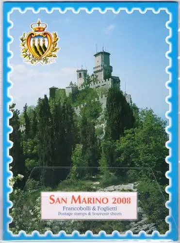 2008 San Marino, offizielles Jahresbuch der philatelistischen Ausgaben, Briefmarken, Bogen - postfrisch **