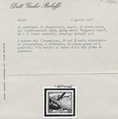 1930 Liechtenstein, Luftpost Nr. 1/6, Flugzeug. im Flug über verschiedene Landschaften, 6 Werte, postfrisch**