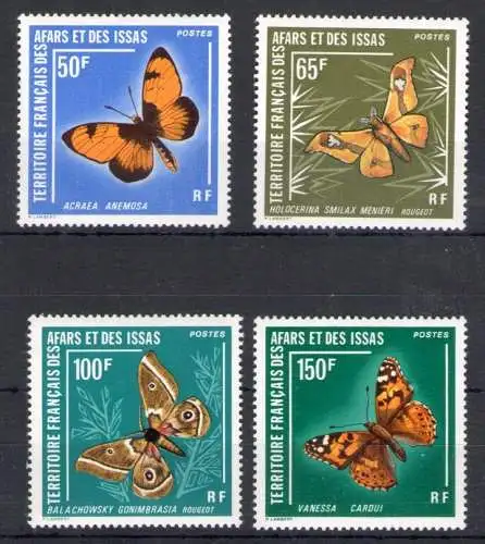 1976 Territoire Francais des Afars et des Issas - Catalogo Yvert n. 420/21+438/39 - Schmetterlinge - 4 Werte - postfrisch**