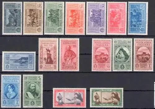 1932 Italien - Königreich - Garibaldi Nr. 315/24 + Luftpost Nr. 32/38 - Komplette Serie - 17 Werte - postfrisch **