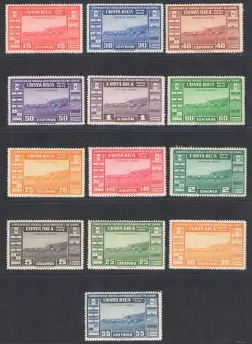 1947 Costa Rica, Fußballmeisterschaft - Luftpost - Yvert Nr. 54/63 + 136/38