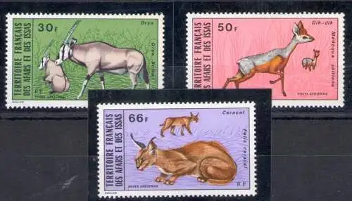 1973 Territoire Francais Afars et Issas, Yvert Aerea 80/82 - Animali - MNH **