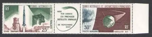 1966 TAAF - Luftpost - Yvert Nr. 11a - Trittico Space - MNH **