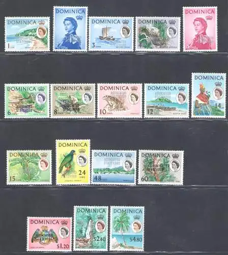 1968 DOMINICA, Yvert # 1206/22, Aufdruck Associated Statehood - MNH **