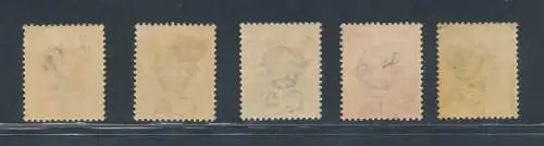 1902-03 Kaimaninseln, Stanley Gibbons n. 3/7, Serie mit 5 Werten, MH*