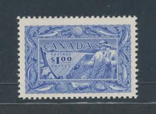 1951 Kanada, Stanley Gibbons, 1 $ Ultramarine, Nr. 433, Pescatore, MNH **