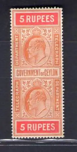 1903-04 Ceylon, Stanley Gibbons Telegrafici Nr. T176 - 5 orange und karmin, MH*