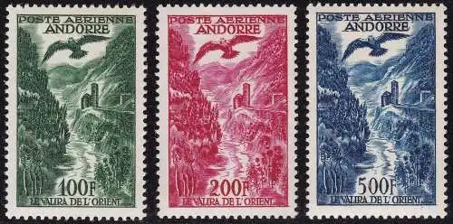 1955-57 FRANZÖSISCHES ANDORRA, PA Nr. 2/4 3 Werte MNH/**