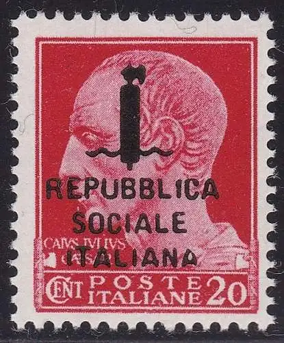 1944 RSI, Nr. 495/A 20c. carminio MNH/** Zertifikat Raybaudi Signature Oliva